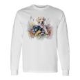 フローラルワイルドフラワー 犬 ラブラドールレトリバー 長袖Tシャツ ギフトのアイデア