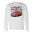 ブリティッシュクラシックカー レッドミニスポーツカー 長袖Tシャツ ギフトのアイデア