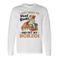 ボルゾイ・ドッグ・ブリード本を読んでボルゾイを撫でたいだけ 長袖Tシャツ ギフトのアイデア
