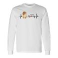 ポメラニアン Ekg ハートビートハートライン 肉球プリント 長袖Tシャツ ギフトのアイデア