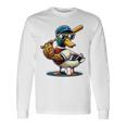 マガモのアヒル 野球愛好家 アヒル 野球 長袖Tシャツ ギフトのアイデア