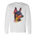 ミニチュア ピンシャー 犬 ペット アート カラフル ミニチュア ピンシャー 長袖Tシャツ ギフトのアイデア