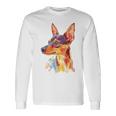 ミニチュア ピンシャー 犬 ペット カラフル ミニチュア ピンシャー 長袖Tシャツ ギフトのアイデア