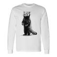 ミニマリストデザインのレッサーパンダ 長袖Tシャツ ギフトのアイデア