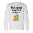 ミルウォーキービールと野球リリーフピッチャー 長袖Tシャツ ギフトのアイデア