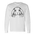 ラインアートダッドママラビット-ホーランドロップ 長袖Tシャツ ギフトのアイデア