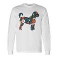 ラブラドゥードルやゴールデンドゥードルのママのためのフローラルドッグシルエット 長袖Tシャツ ギフトのアイデア