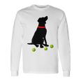 ラブラドールレトリバー 犬 イエロー ラボ テニスボール ギフト 長袖Tシャツ ギフトのアイデア