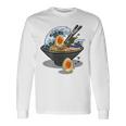 ラーメン 海 波 寝ぼける たまご 長袖Tシャツ ギフトのアイデア