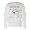 ロックンロール キャットドラム ヴィンテージ Rock Cat Drummer Art Back 長袖Tシャツ ギフトのアイデア