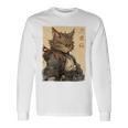 ヴィンテージ 日本の風景 侍 猫 漢字 Art Back 長袖Tシャツ ギフトのアイデア