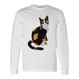 三毛猫ポートレート かわいい三毛猫 三毛猫好き 長袖Tシャツ ギフトのアイデア