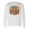 不死鳥 火の鳥 フェニックス イラスト バックプリント 長袖Tシャツ ギフトのアイデア