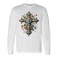 十字架 スピリチュアル キリスト 花 イエス 信仰 十字架 十字架 長袖tシャツ 長袖Tシャツ ギフトのアイデア