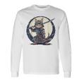 古代忍者猫 日本の子猫 刀猫 サムライキャット 長袖Tシャツ ギフトのアイデア