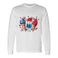少年 赤 白 青 アメリカ国旗 7月4日 アイスキャンディー 愛国的 長袖tシャツ 長袖Tシャツ ギフトのアイデア