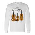 弦楽ファミリー、ヴァイオリン、チェロ、コントラバスミュージシャン面白い 長袖Tシャツ ギフトのアイデア