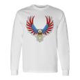 愛国的なアメリカ国旗イーグル 7月4日 バックプリント アメリカン 長袖Tシャツ ギフトのアイデア