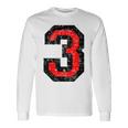 数字 3 ヴィンテージブラック&レッド 長袖Tシャツ ギフトのアイデア