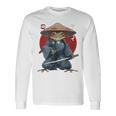 日本の侍カエルの戦士浮世サムライヒキガエルバックプリント。 長袖Tシャツ ギフトのアイデア