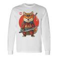 日本の侍犬 柴戦士 浮世サムライ バックプリント 長袖Tシャツ ギフトのアイデア