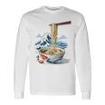 日本の麺スープ ラーメン 浮世絵 日本波 ヴィンテージ 長袖Tシャツ ギフトのアイデア