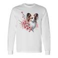 桜 水彩パピヨン 長袖Tシャツ ギフトのアイデア