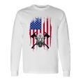 消防士 アメリカ国旗 7月4日 男性 お父さん 消防士 長袖tシャツ 長袖Tシャツ ギフトのアイデア