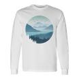 湖 森 風景 山 シルエット 長袖tシャツ 長袖Tシャツ ギフトのアイデア