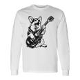 犬 ギタリスト ギター ペンブローク ウェールズ コーギー パパ ママ 長袖Tシャツ ギフトのアイデア
