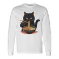 猫 ラーメン グラフィック 日本語 カワイイ アニメ 面白い ラーメン 猫 長袖tシャツ 長袖Tシャツ ギフトのアイデア