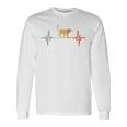 猫心電図心拍オールドスクールルックアニマル 長袖tシャツ 長袖Tシャツ ギフトのアイデア