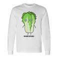 白菜 ハクサイ 顔 イラスト かわいい おもしろ 面白い 簡単 シンプル ゆるい 野菜 長袖Tシャツ ギフトのアイデア