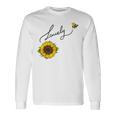 秋のひまわり マルハナバチ 面白いひまわり蜂 秋の愛 長袖Tシャツ ギフトのアイデア