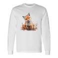 笑顔 水彩 キツネ 森林 動物 長袖Tシャツ ギフトのアイデア