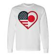 米国 アメリカ 日本 ハートフラッグ 二重国籍。 長袖Tシャツ ギフトのアイデア