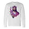 紫の蘭を持つイエス 長袖Tシャツ ギフトのアイデア