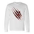 血まみれのシャツ ハロウィン ゾンビ 爪 マーク 血のはね 長袖Tシャツ ギフトのアイデア