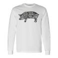 豚肉の部位 面白いtシャツ 豚 ブタ Bbq メンズ おもしろ 面白い 服 オリジナル グッズ ネタ バーベキュー ネタ 長袖Tシャツ ギフトのアイデア