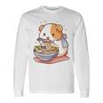 面白いモルモット 箸でラーメンを食べる アニメ 長袖tシャツ 長袖Tシャツ ギフトのアイデア