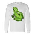 面白い邪悪なカエル サカラスティック 怒っているカエル かわいい 不機嫌な狂気 長袖Tシャツ ギフトのアイデア