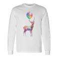 鹿 カラフル モチーフ 抽象 動物 プリント アート 鹿 長袖Tシャツ ギフトのアイデア