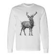 鹿 絵 グラフィック 動物 アート モチーフ 鹿 長袖Tシャツ ギフトのアイデア