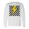 黄色の稲妻チェッカー審美的レーシング 長袖tシャツ 長袖Tシャツ ギフトのアイデア