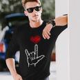 Asl I Love You Hand Heart アメリカ手話 長袖Tシャツ 彼への贈り物