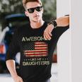 Awesome Like My Daughter Usa Flag Fathers Day Vintage Long Sleeve T-Shirt Gifts for Him