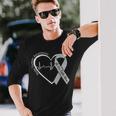 Brain Tumor Awareness Heart Brain Cancer Gray Ribbon Support Long Sleeve T-Shirt Gifts for Him