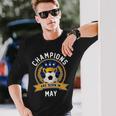 Champion Are Born In May フットボール サッカーボール 誕生日プレゼント 長袖tシャツ 長袖Tシャツ 彼への贈り物