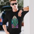 Cthulhu Iglesiaidrieras Cósmico Horror Divertido Monstruo Camiseta de manga larga Regalos para él