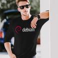 Debian Linux Tux プラグインプログラマー 長袖Tシャツ 彼への贈り物